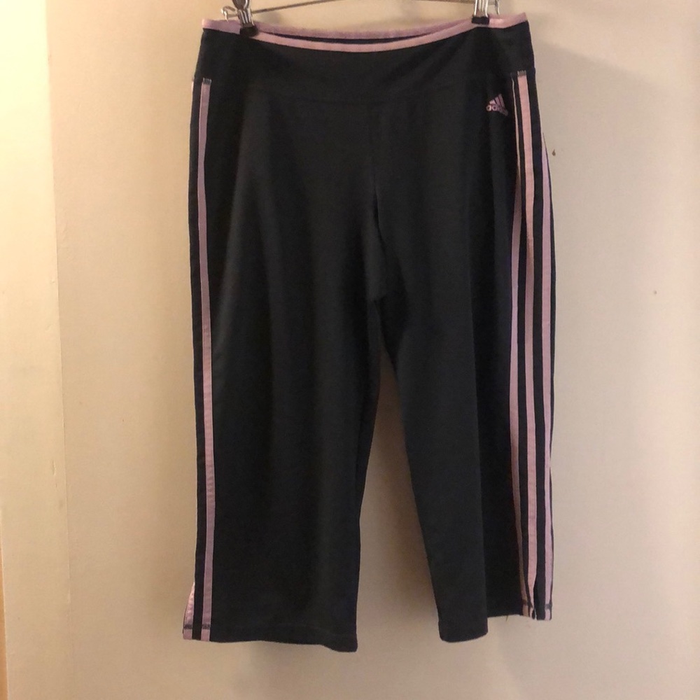 Adidas light purple and dark grey capris
